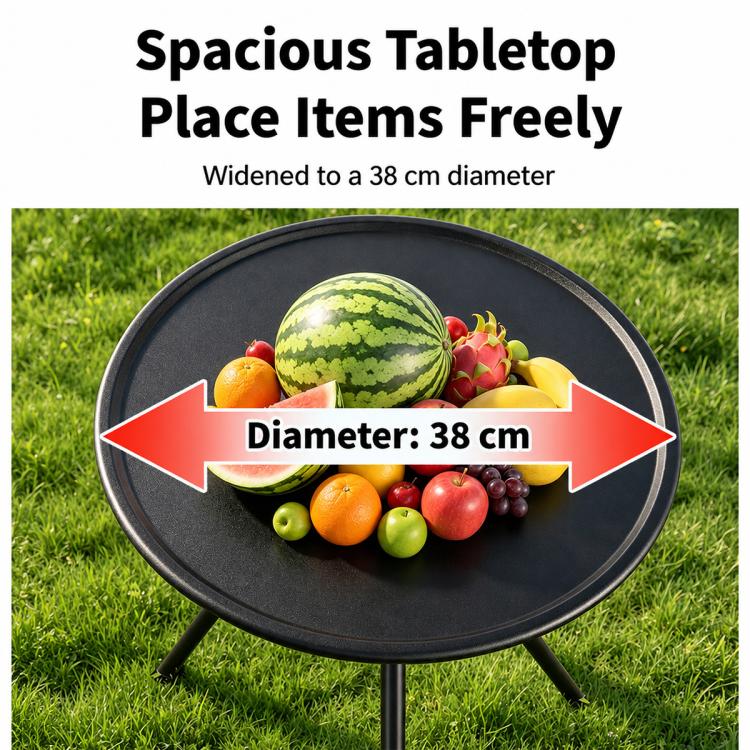 Outdoor Camping Small Round Table with 5-Level Height Adjustment