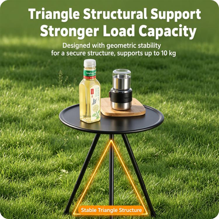 Outdoor Camping Small Round Table with 5-Level Height Adjustment