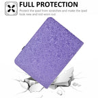 Rotatable Butterfly Embossed Vegan Leather Smart Tablet Case — Purple