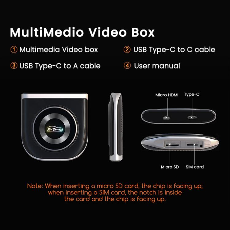 MMB Car Smart Box Wired to Wireless Android Auto CarPlay Adapter, 8GB+128GB Europe / Asia Version