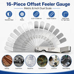 16 in 1 Stainless Steel Elbow Gauge Gap Ruler, Specifications:0.015-0.035mm