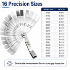 16 in 1 Stainless Steel Elbow Gauge Gap Ruler, Specifications:0.015-0.035mm