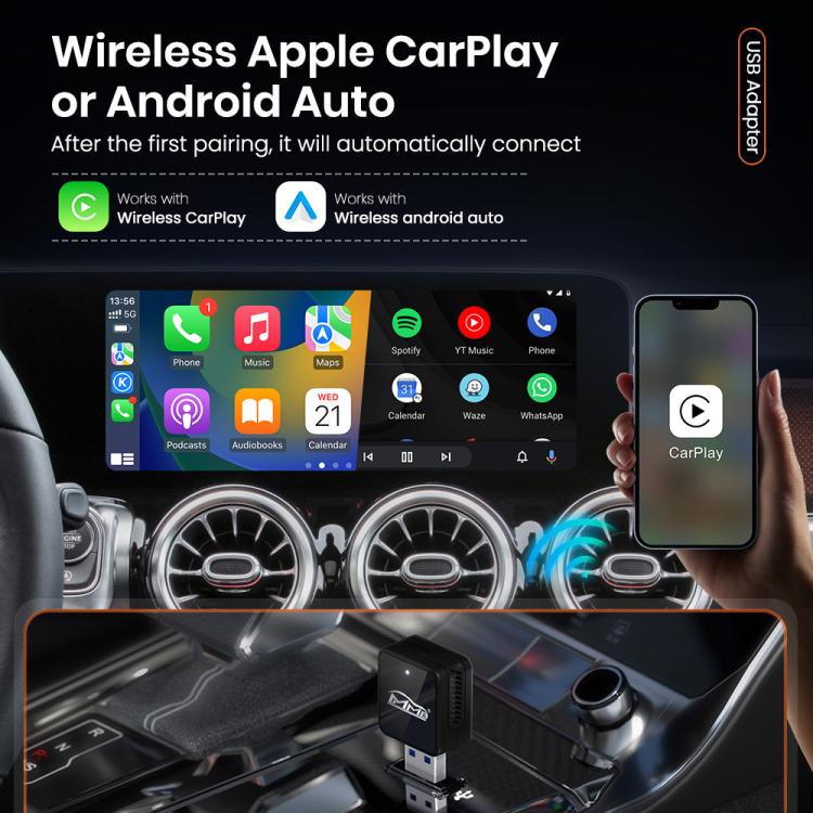 MMB CP-1 2 in 1 Car mini Smart Box Wired to Wireless Android Auto CarPlay Adapter