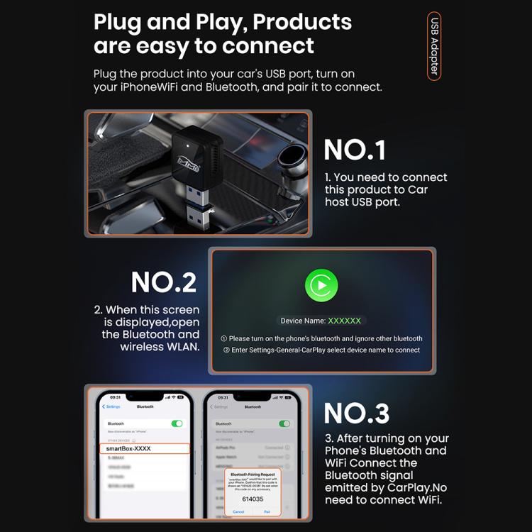 MMB CP-1 2 in 1 Car mini Smart Box Wired to Wireless Android Auto CarPlay Adapter