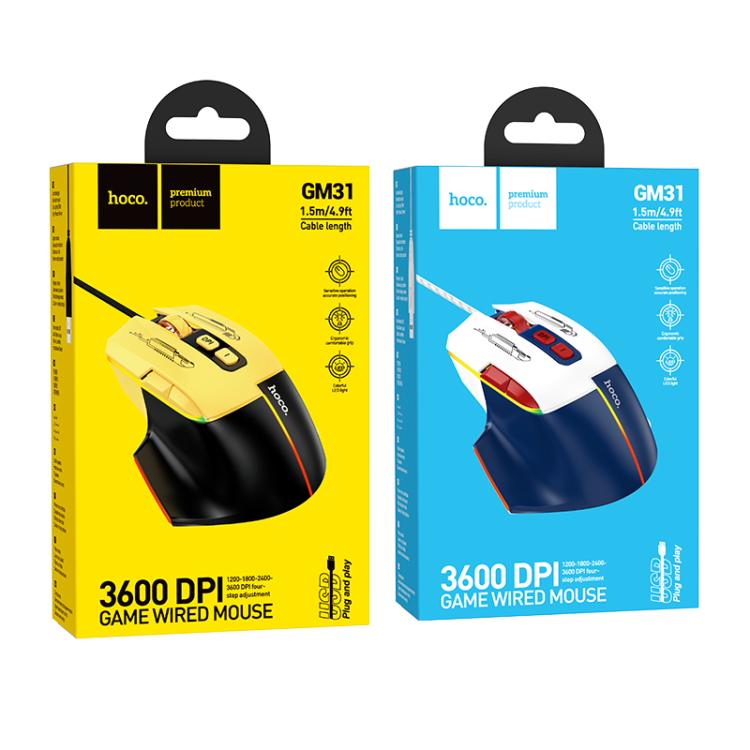HOCO GM31 Overlord Luminous Gaming Wired Mouse