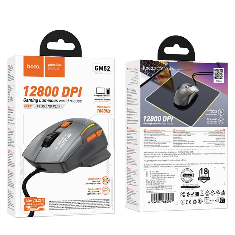 HOCO GM52 Reddy RGB Gaming Wired Mouse