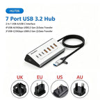 Blueendless Type-C / USB-C 2 in 1 Port Multifunctional HUB Docking Station UK Plug — 7 Ports Hub