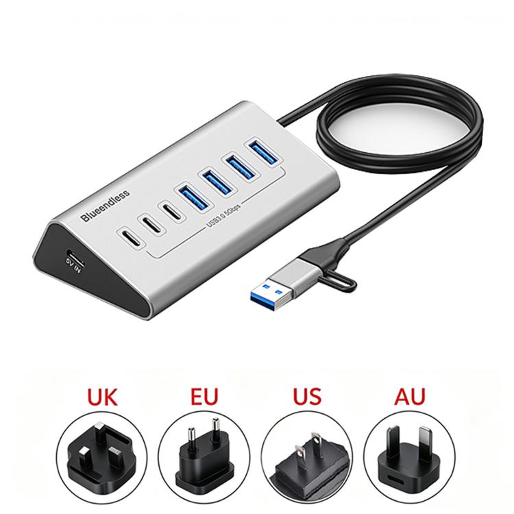 Blueendless Type-C / USB-C 2 in 1 Multifunctional HUB Docking Station AU Plug — 7 Ports Hub