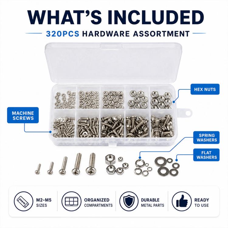 Hexagonal Nuts and Bolts 320PCS / Set