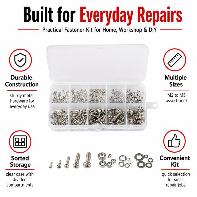 Hexagonal Nuts and Bolts 320PCS / Set