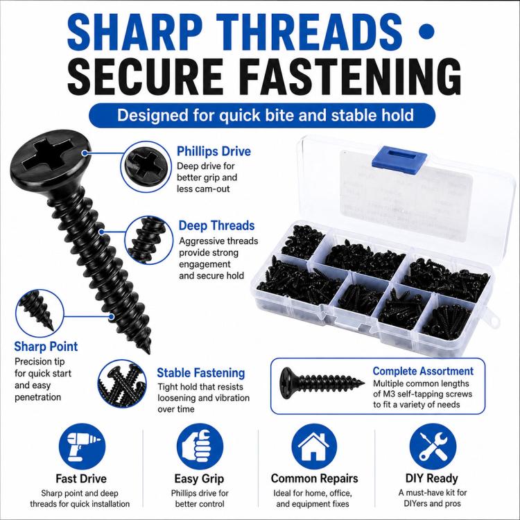 M3 Pan-head Phillips Self-tapping Screw 500 PCS / Set
