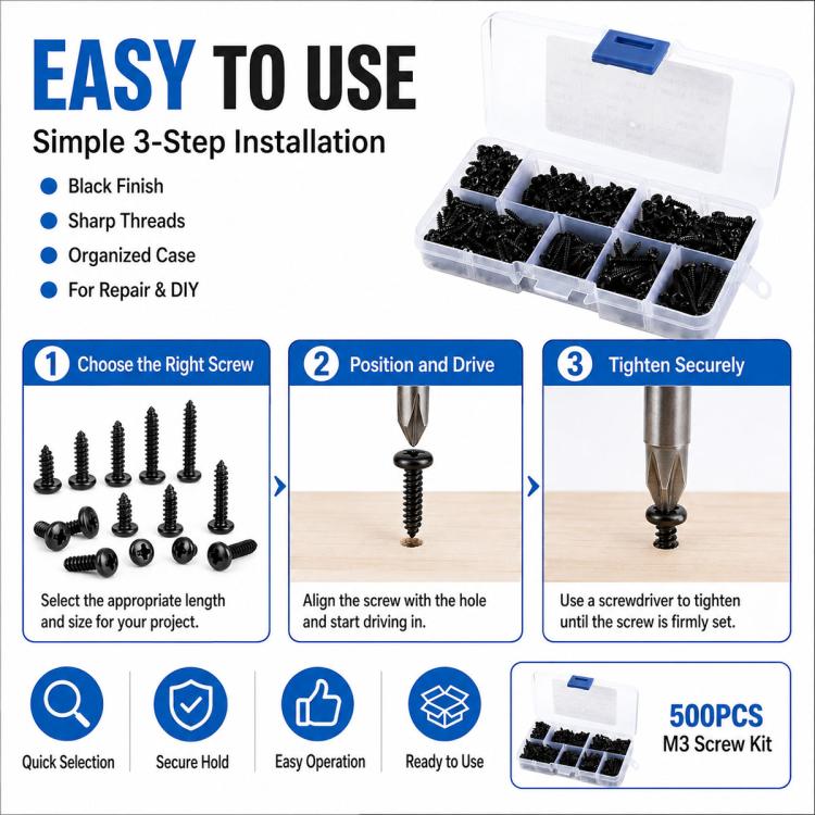 M3 Pan-head Phillips Self-tapping Screw 500 PCS / Set
