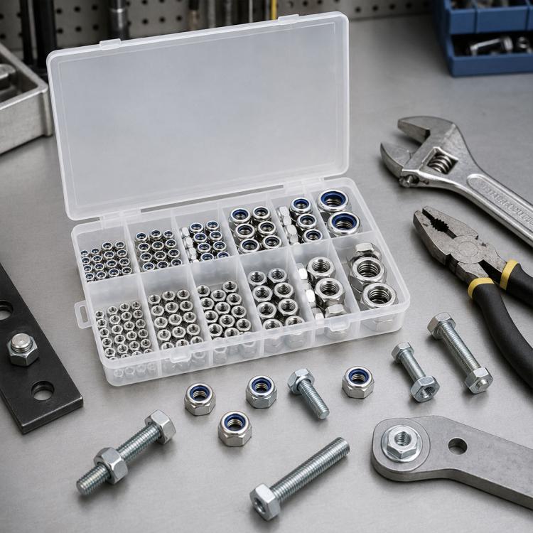 175PCS Lock Nuts and Hexagonal Nut Plug Set