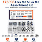 175PCS Lock Nuts and Hexagonal Nut Plug Set