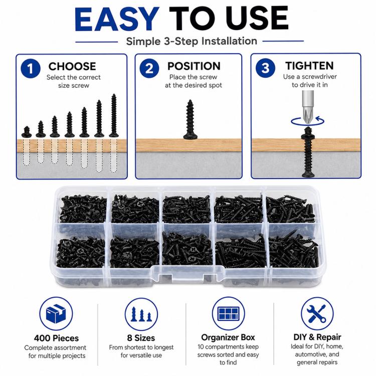 M2 Phillips Self-tapping Screw 400 PCS / Set