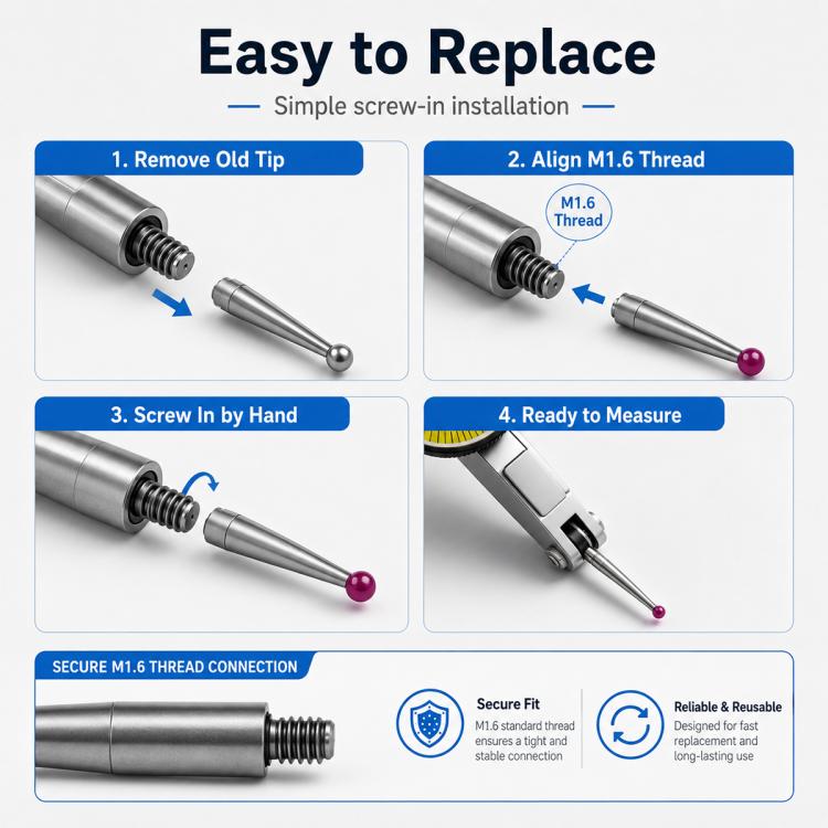 Threaded Ball Lever Dial Indicator Probe — view 7