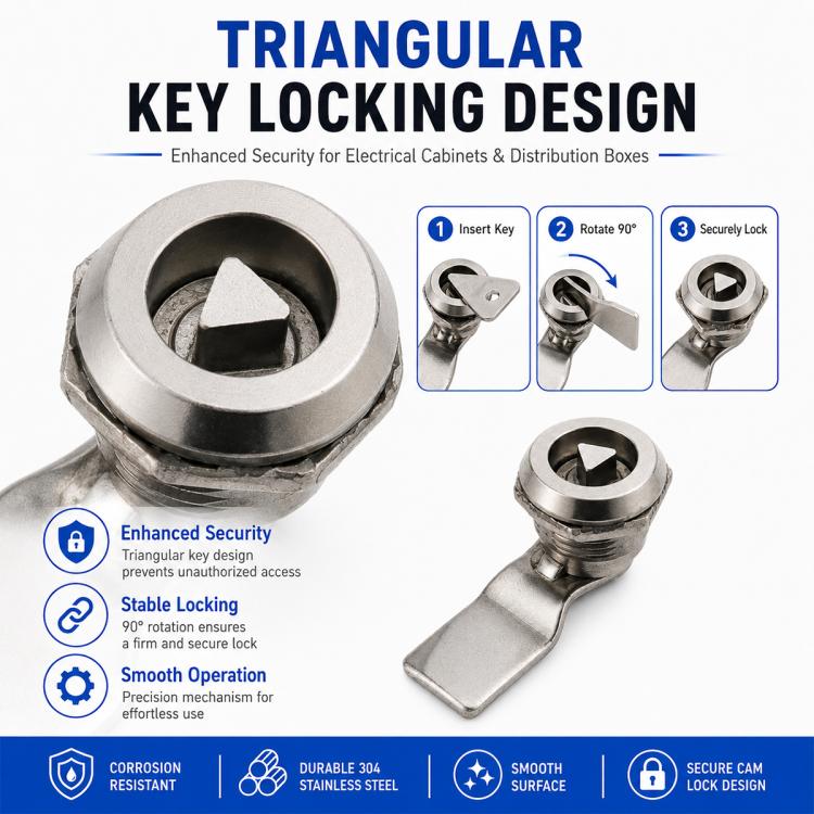 MS408 Stainless Steel Distribution Box Cabinet Door Triangle Lock — view 5
