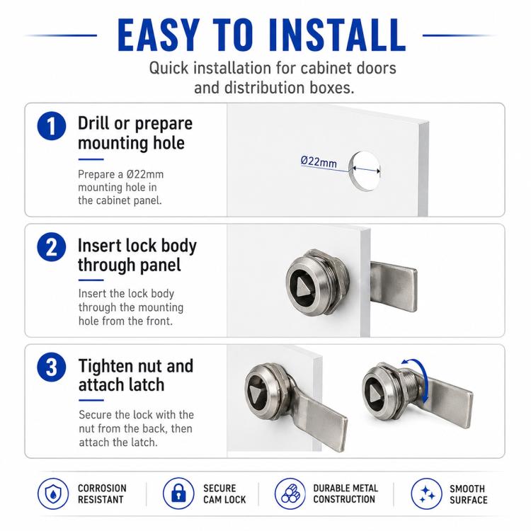 MS408 Stainless Steel Distribution Box Cabinet Door Triangle Lock — view 7