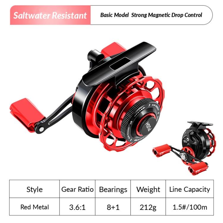 Magnetic Slow Descent Saltwater Raft Fishing Metal Reel