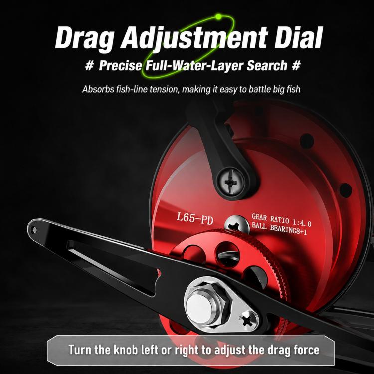 Magnetic Slow Descent Saltwater Raft Fishing Metal Reel