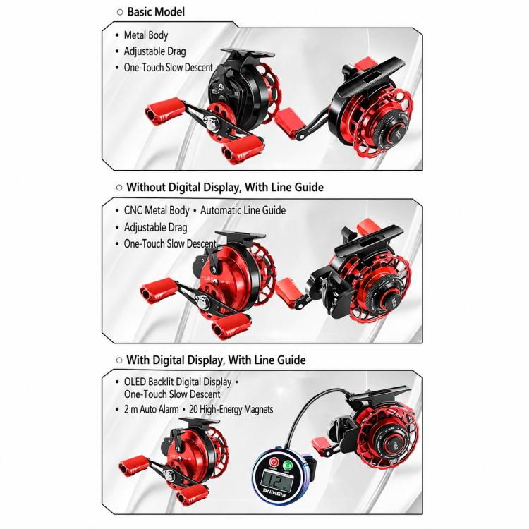 Magnetic Slow Descent Saltwater Raft Fishing Metal Reel