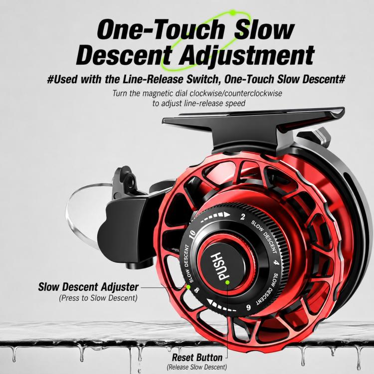 Magnetic Slow Descent Saltwater Raft Fishing Metal Reel