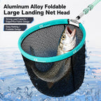 Foldable Aluminum Alloy Coated Mesh Head Big Fish Landing Net with Storage Bag