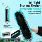 Foldable Aluminum Alloy Coated Mesh Head Big Fish Landing Net with Storage Bag