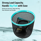 Foldable Aluminum Alloy Coated Mesh Head Big Fish Landing Net with Storage Bag