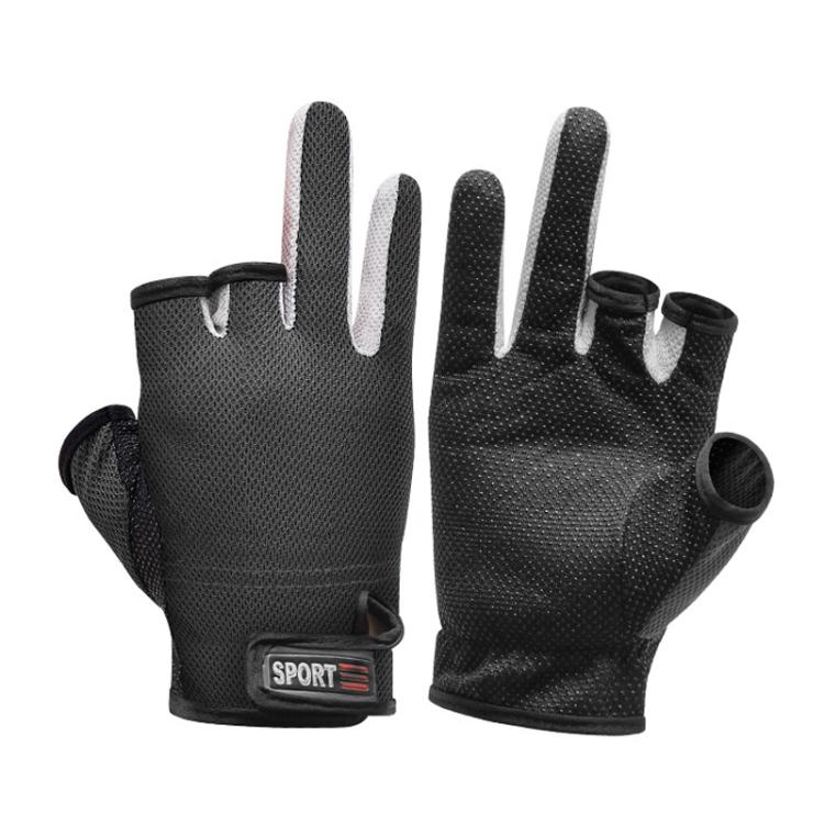 1 Pair 3 Finger Cut Off Anti Slip Breathable Fishing Gloves Outdoor Sun Protection Fishing Gear