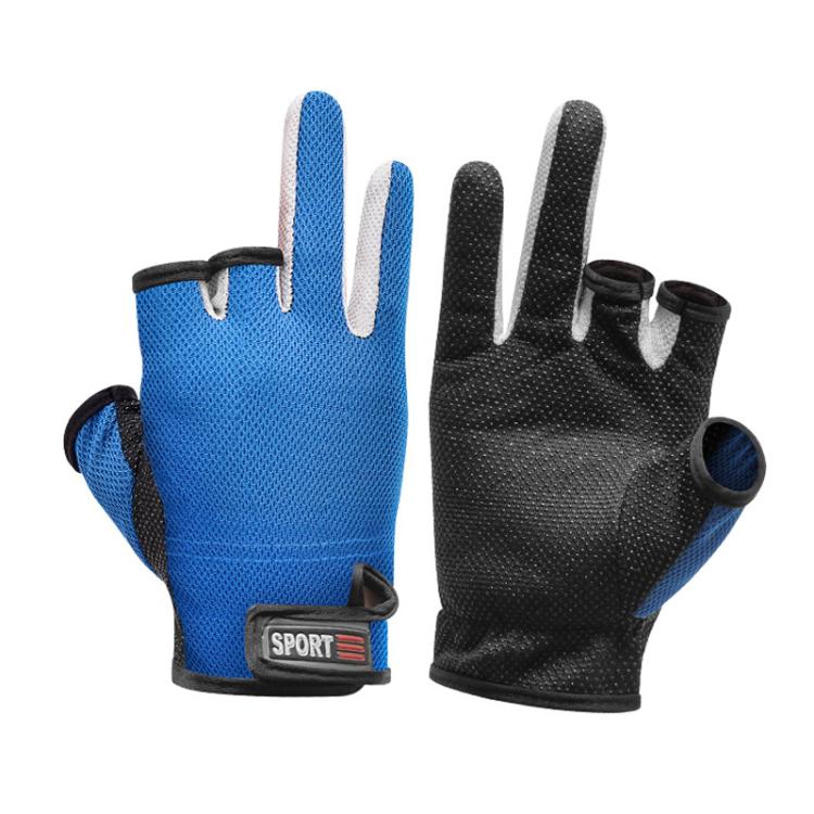 1 Pair 3 Finger Cut Off Anti Slip Breathable Fishing Gloves Outdoor Sun Protection Fishing Gear — Thin-Black