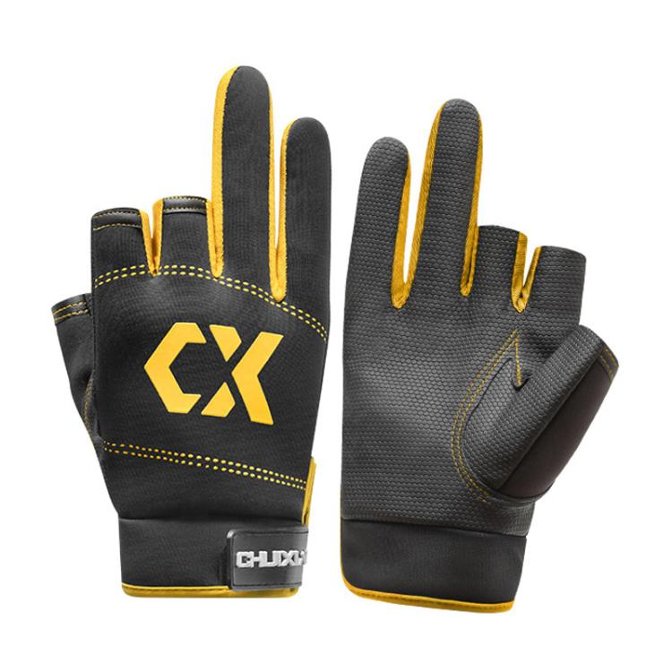 1 Pair 3 Finger Cut Off Anti Slip Breathable Fishing Gloves Outdoor Sun Protection Fishing Gear — Thicken-Grey