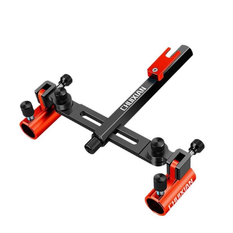 Aluminum Magnesium Alloy Dual Fishing Rod Holder 360 Adjustable Double Bracket for Fishing Box Chair — Black