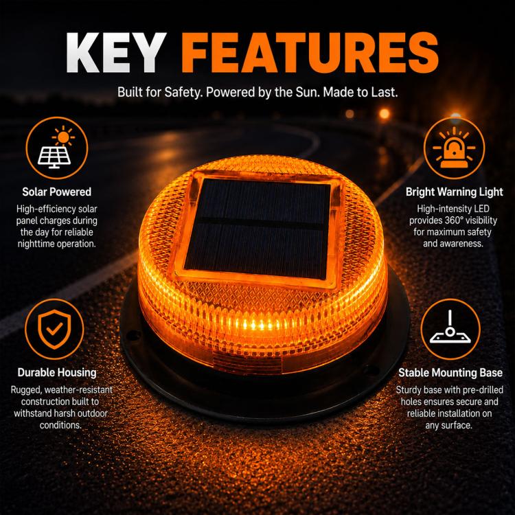 Solar Powered Nighttime LED Flashing Warning Light