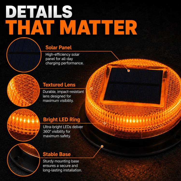 Solar Powered Nighttime LED Flashing Warning Light
