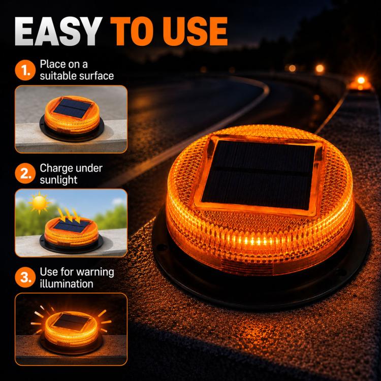 Solar Powered Nighttime LED Flashing Warning Light