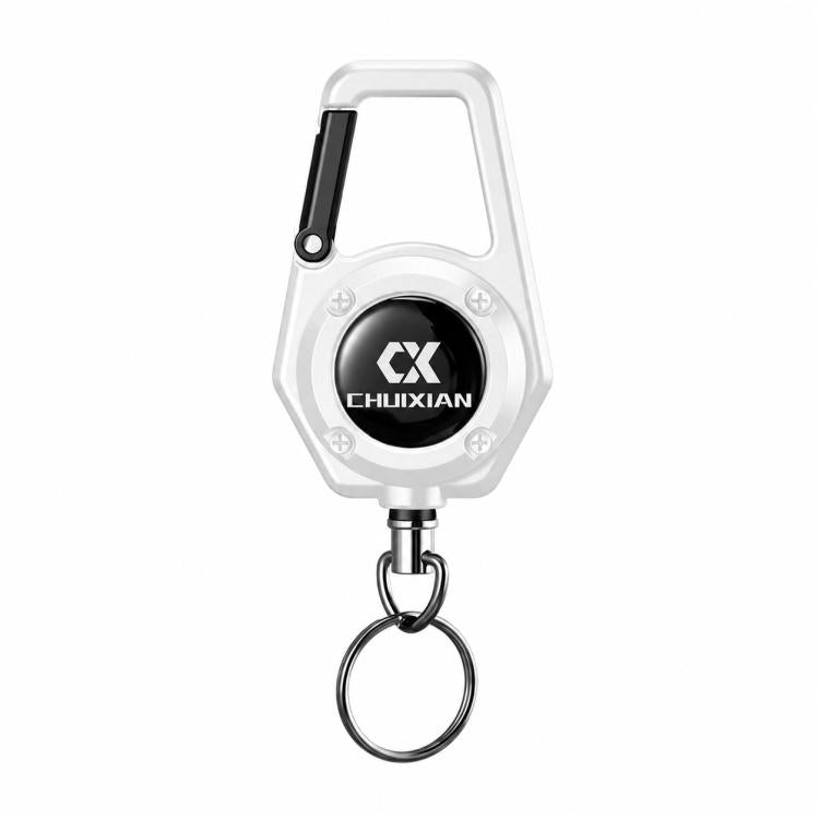 Retractable Reel Carabiner 80cm Steel Wire Anti-Lost Holder for Fishing Scissors Fish Gripper Outdoor Tools — White