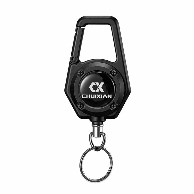 Retractable Reel Carabiner 80cm Steel Wire Anti-Lost Holder for Fishing Scissors Fish Gripper Outdoor Tools — Black