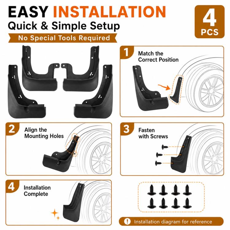 4pcs/Set Car Wheel Splash Flaps Fender Guard — view 4