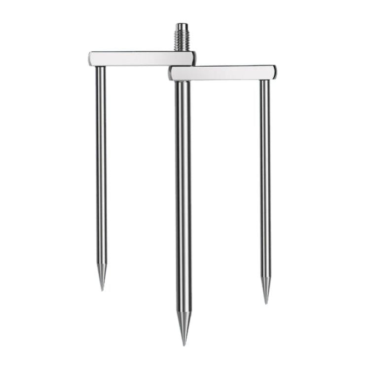Detachable Umbrella Ground Stake Anti-Wind Peg with 12mm Universal Thread Interface — Chrome-Plated 23cm 2-Prong