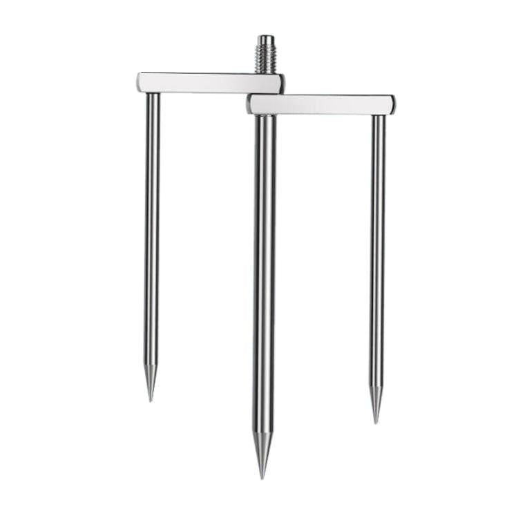 Detachable Umbrella Ground Stake Anti-Wind Peg with 12mm Universal Thread Interface — Chrome-Plated 30cm 2-Prong