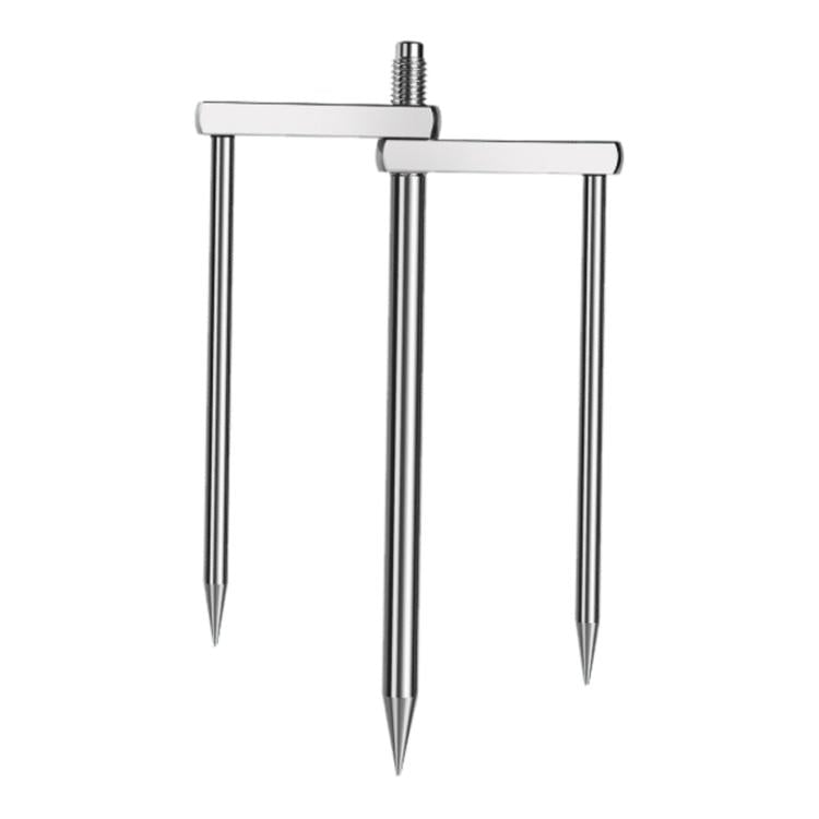 Detachable Umbrella Ground Stake Anti-Wind Peg with 12mm Universal Thread Interface — Stainless Steel 23cm 2-Prong