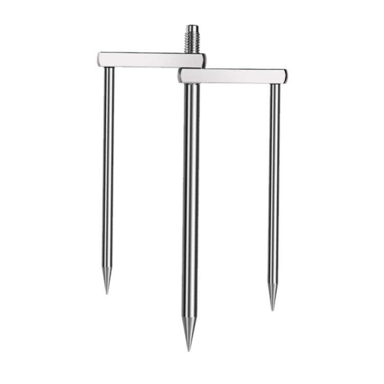 Detachable Umbrella Ground Stake Anti-Wind Peg with 12mm Universal Thread Interface — Stainless Steel 30cm 2-Prong
