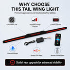 Automotive segmented spoiler light with carbon fiber Texture