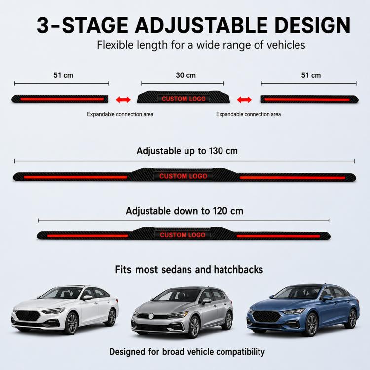 Automotive segmented spoiler light with carbon fiber Texture