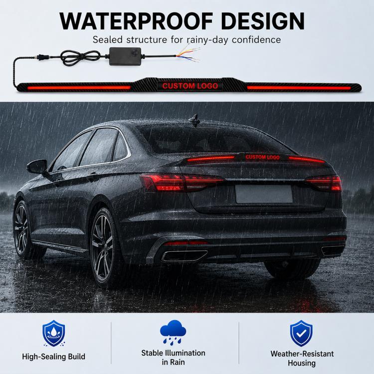 Automotive segmented spoiler light with carbon fiber Texture