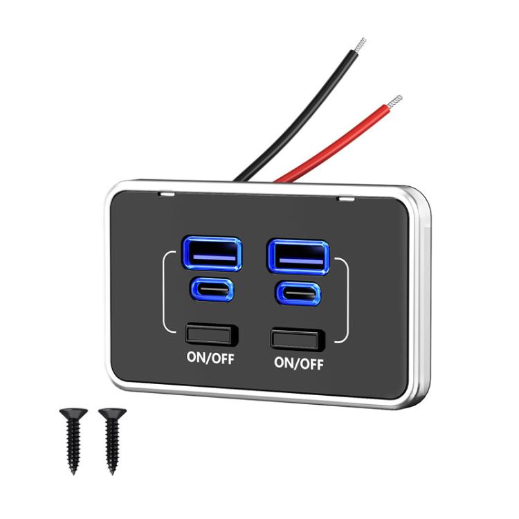 Car Modification Fast Charging USB-C Car Charger, 4 Ports