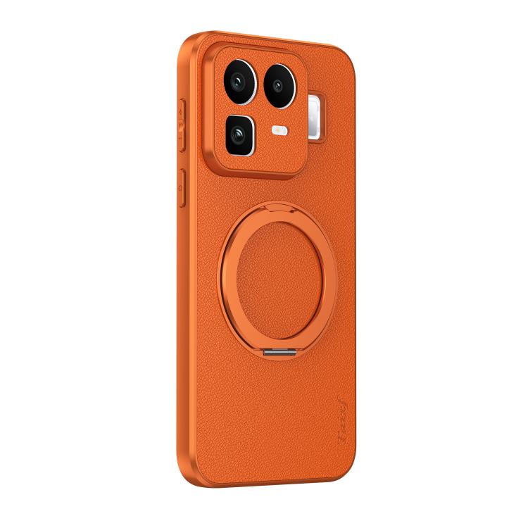 Goatskin Vegan Leather Magnetic Phone Case With 360 Degree Rotating Holder