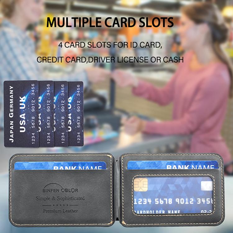 BFK41 Metal Hinge Vertical RFID Magnetic Leather Card Bag