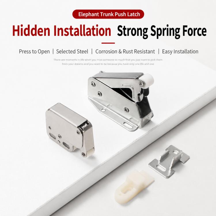 Handle Free Push-To-Ppen Cabinet Door Retractor Rebound Latch — V-Shaped Touch Catch